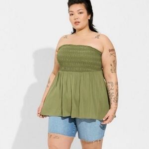 Torrid Olive Green Smocked Tank Top